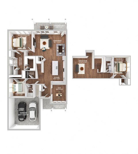 Floor plan for 3 beds, 3 baths, 2452 sqft